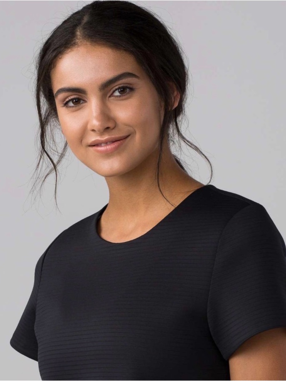 lululemon athletica Black Short Sleeve Ribbed Crew Top